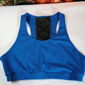 POP Fit | 4XL Royal Blue & Black Mesh Criss-Cross Racerback Sports Bra